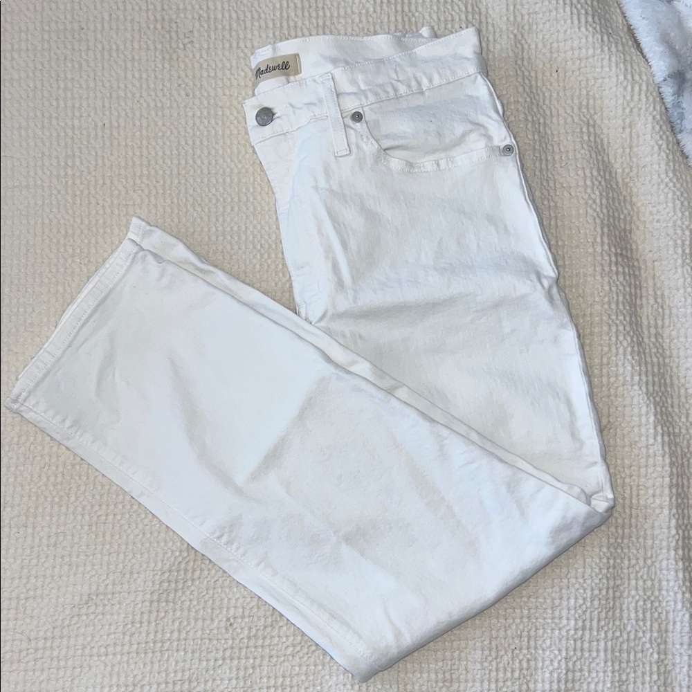 Madewell The Mid-Rise Perfect Vintage Straight White Jeans, Size 30 EUC